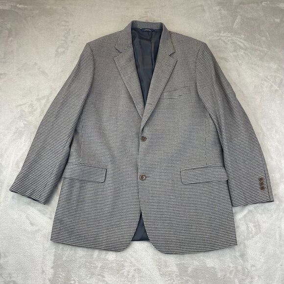 Brooks Brothers Blazer Sports Coat 46L Houndstooth 100%‎ Wool Saxxon 3 Button